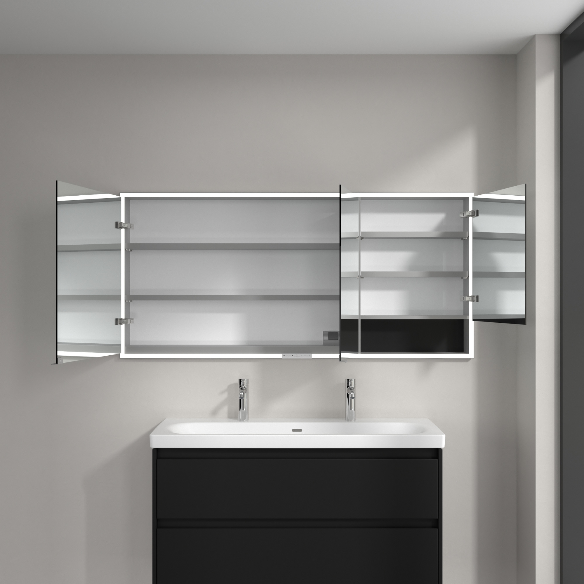 Villeroy & Boch My View+ szafka 160x16,8x75 cm z lustrem do zabudowy Volcano Black A48216VL