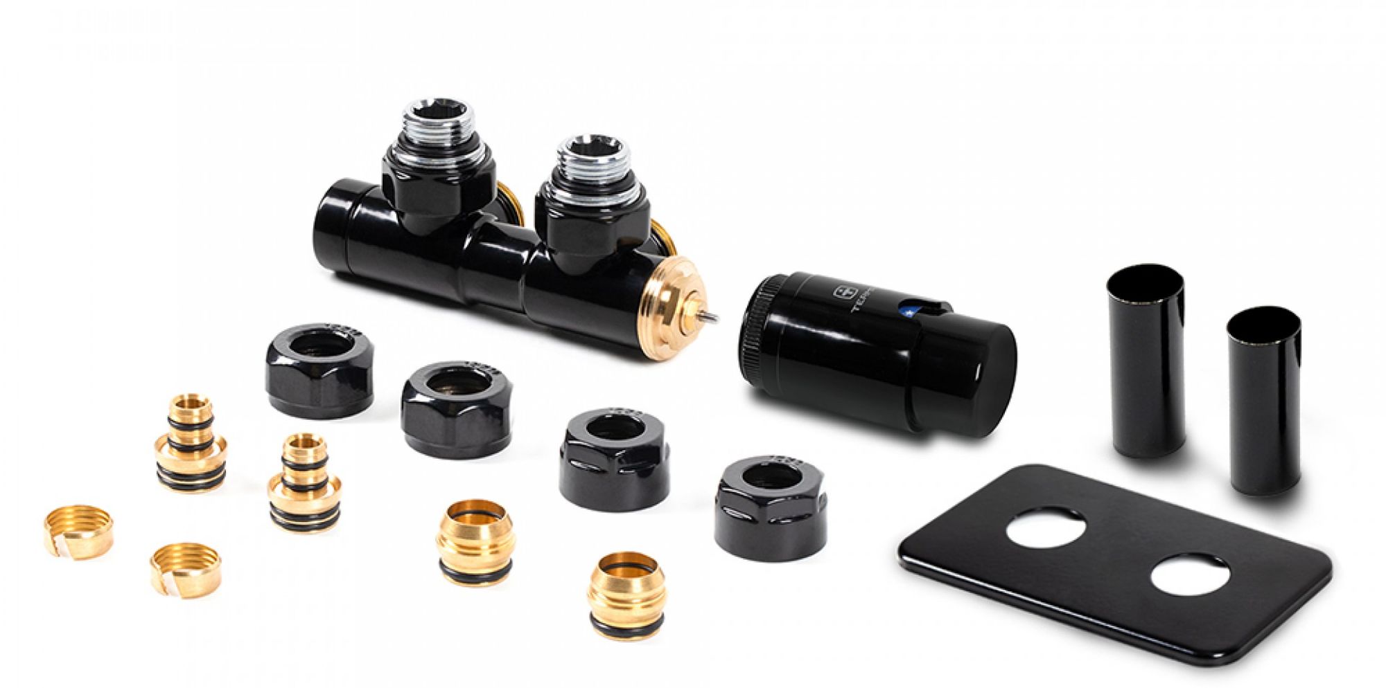 Terma Twins All in One zestaw zintegrowany termostatyczny prawy czarny mat TGETTWINPK9M5