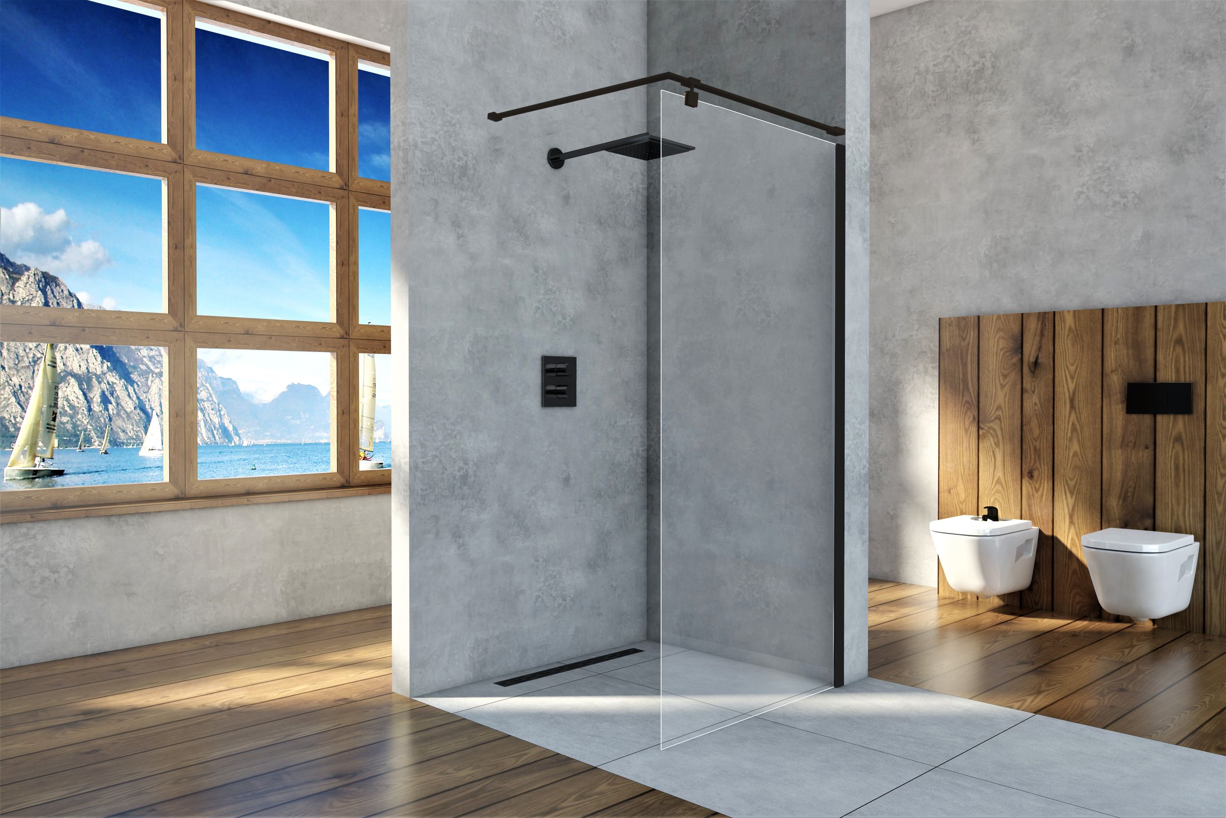 Sea-Horse Creative ścianka prysznicowa 90 cm czarny mat/szkło przezroczyste BKP256T09K