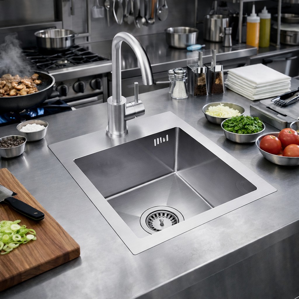 Ruvetti Look zlewozmywak 45x40 cm z baterią stal LPLOOK405200BSF