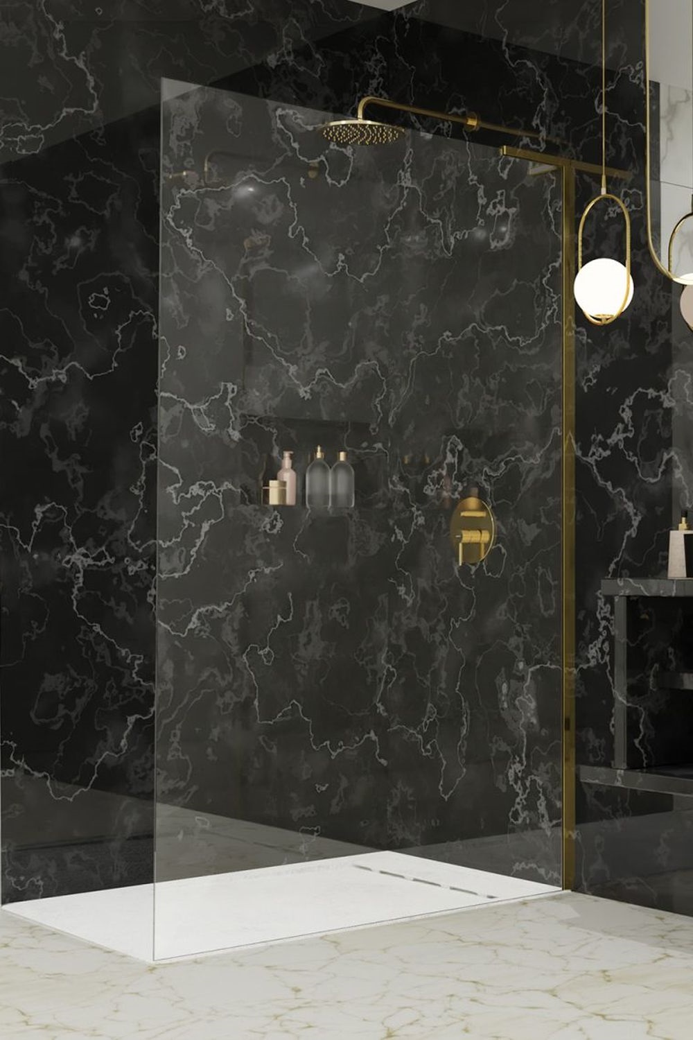 Radaway Modo SL Gold II Walk-In ścianka prysznicowa 120 cm prawa wolnostojąca złoty połysk/szkło przezroczyste 10319124-09-01R