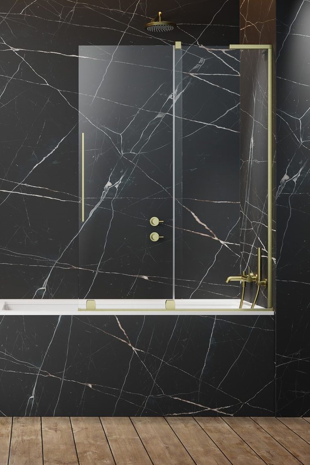 Radaway Furo SL Brushed Gold PND II drzwi parawanu 53,8 cm prawe złoty szczotkowany/szkło przezroczyste 10309538-99-01R