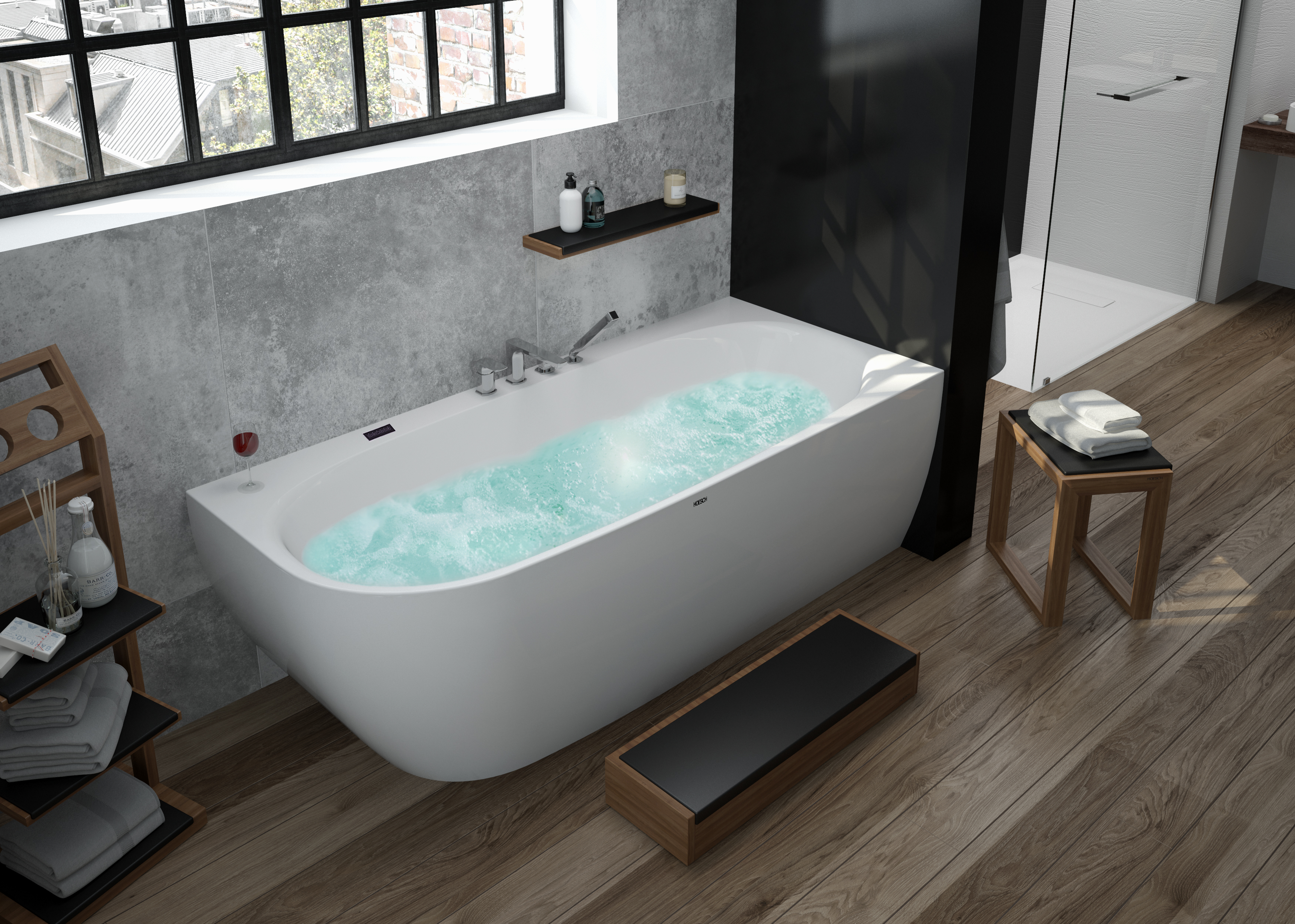 Hoesch iSensi wanna narożna 190x90 cm prawa biała 3826.010