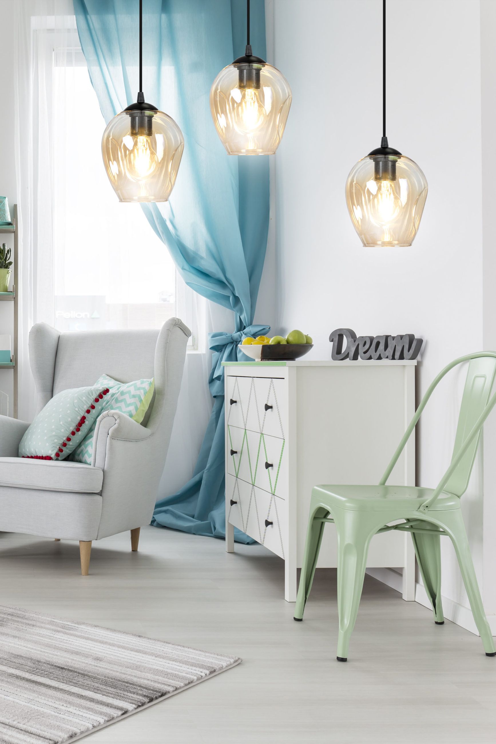 Emibig Level lampa wisząca 3x15 W czarna-bursztynowa 758/3