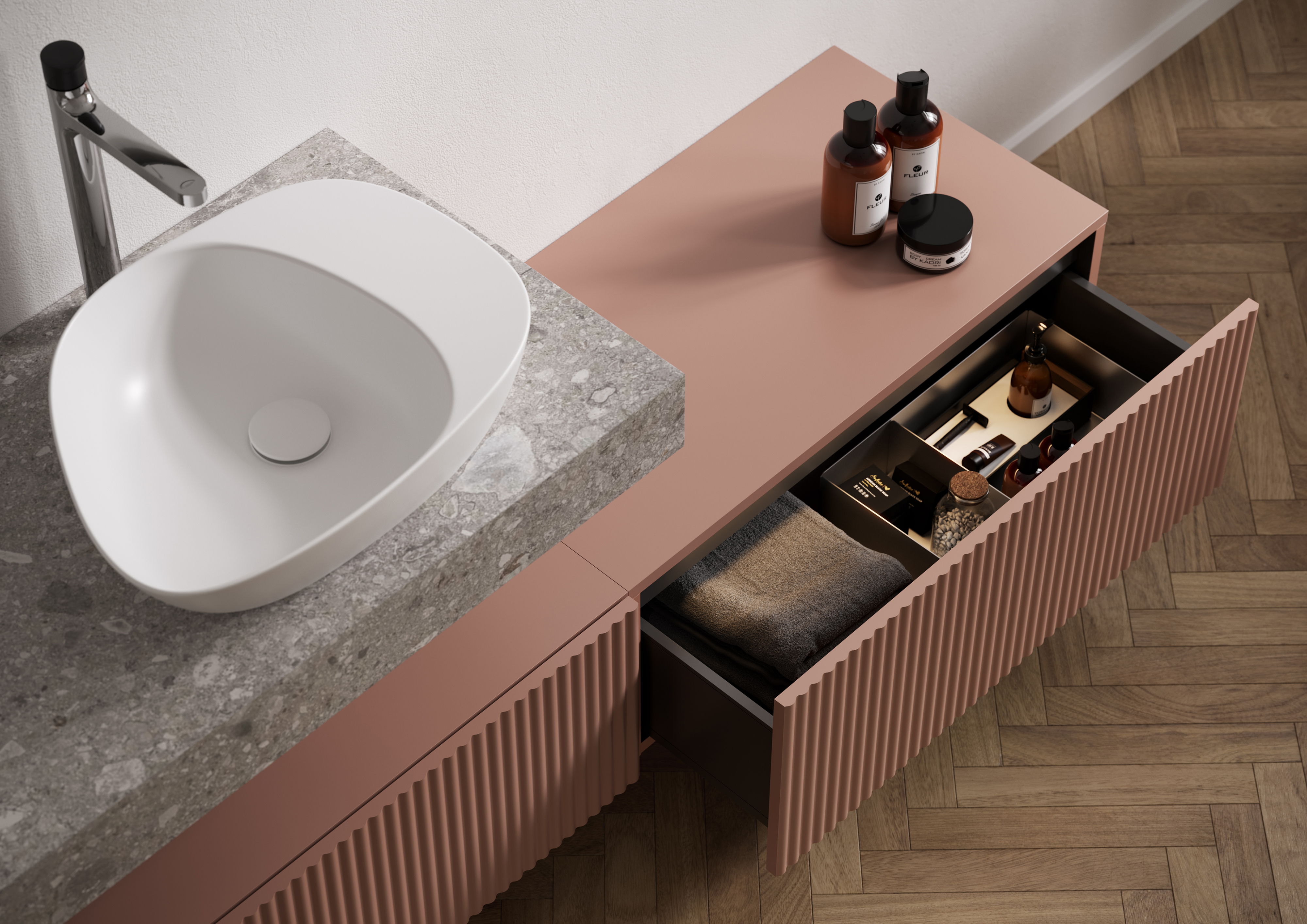 Meissen Keramik Kontra blat naszafkowy 180,4x42,8 cm marsala S1004-018