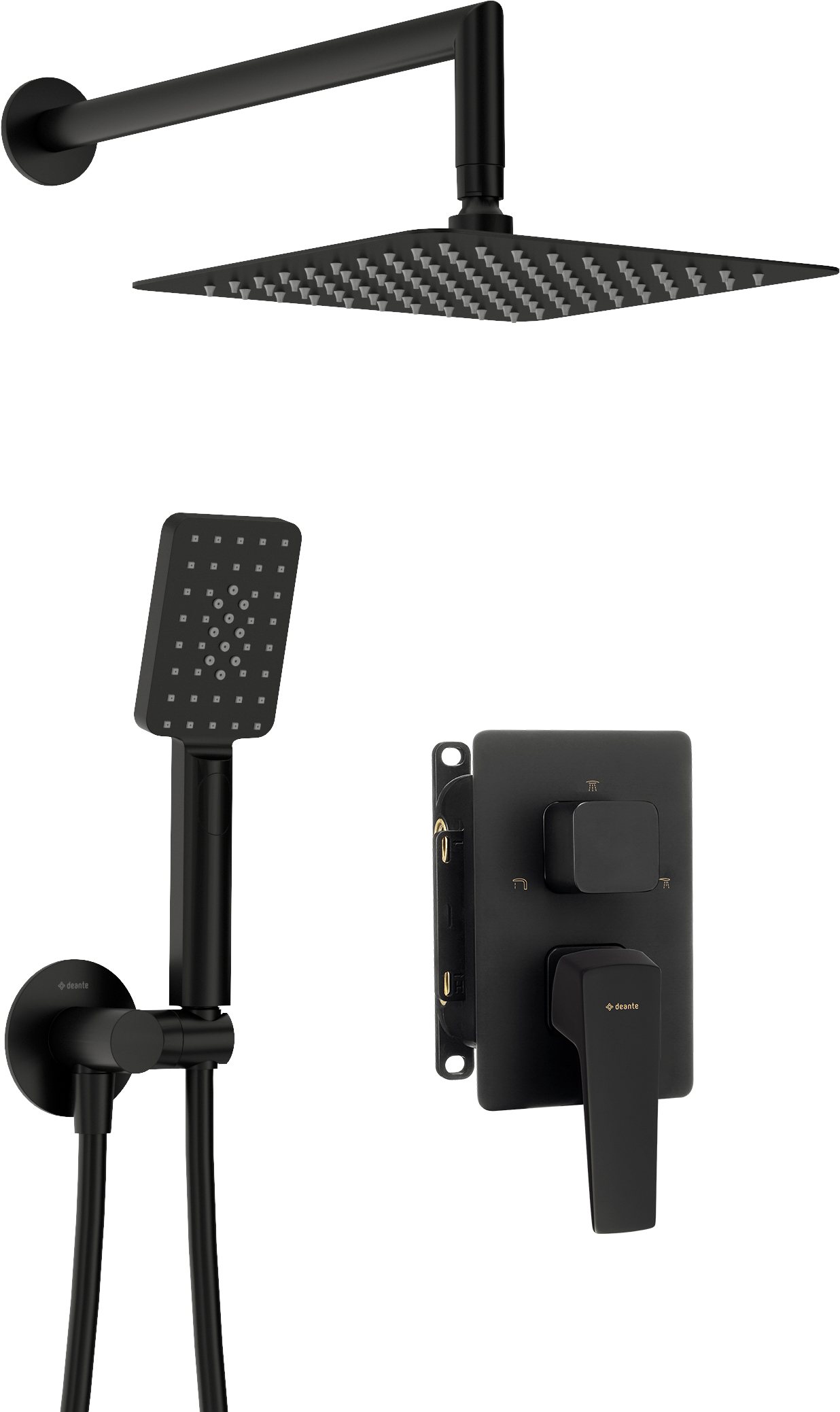 Deante Blur zestaw prysznicowy podtynkowy z deszczownicą czarny BXYZNQLM
