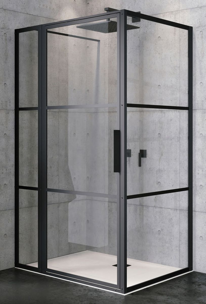 Riho Grid GB203 kabina prysznicowa 130x80 cm prostokątna czarny mat/szkło Grid G004022121