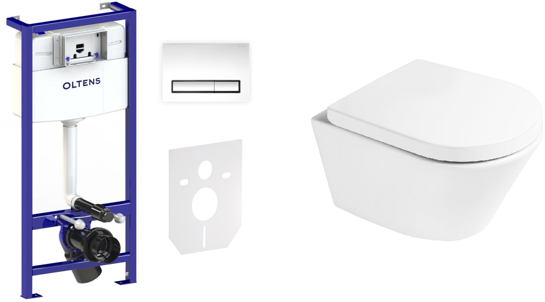 Zestaw Oltens Jog miska WC z deską wolnoopadającą i stelaż podtynkowy Triberg Torne 5w1 z przyciskiem spłukującym (58300100, ... - Wysyłka w 24h