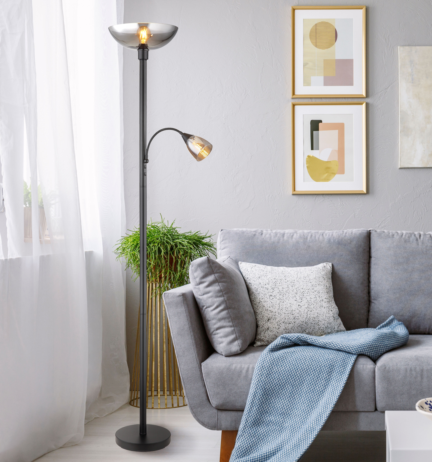 Globo Lighting Blade lampa stojąca 1x60+1x40 W czarna 58903