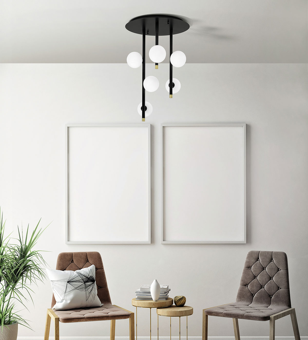 Miloox Pomi lampa podsufitowa 6x40 W biała-czarna 1744.100