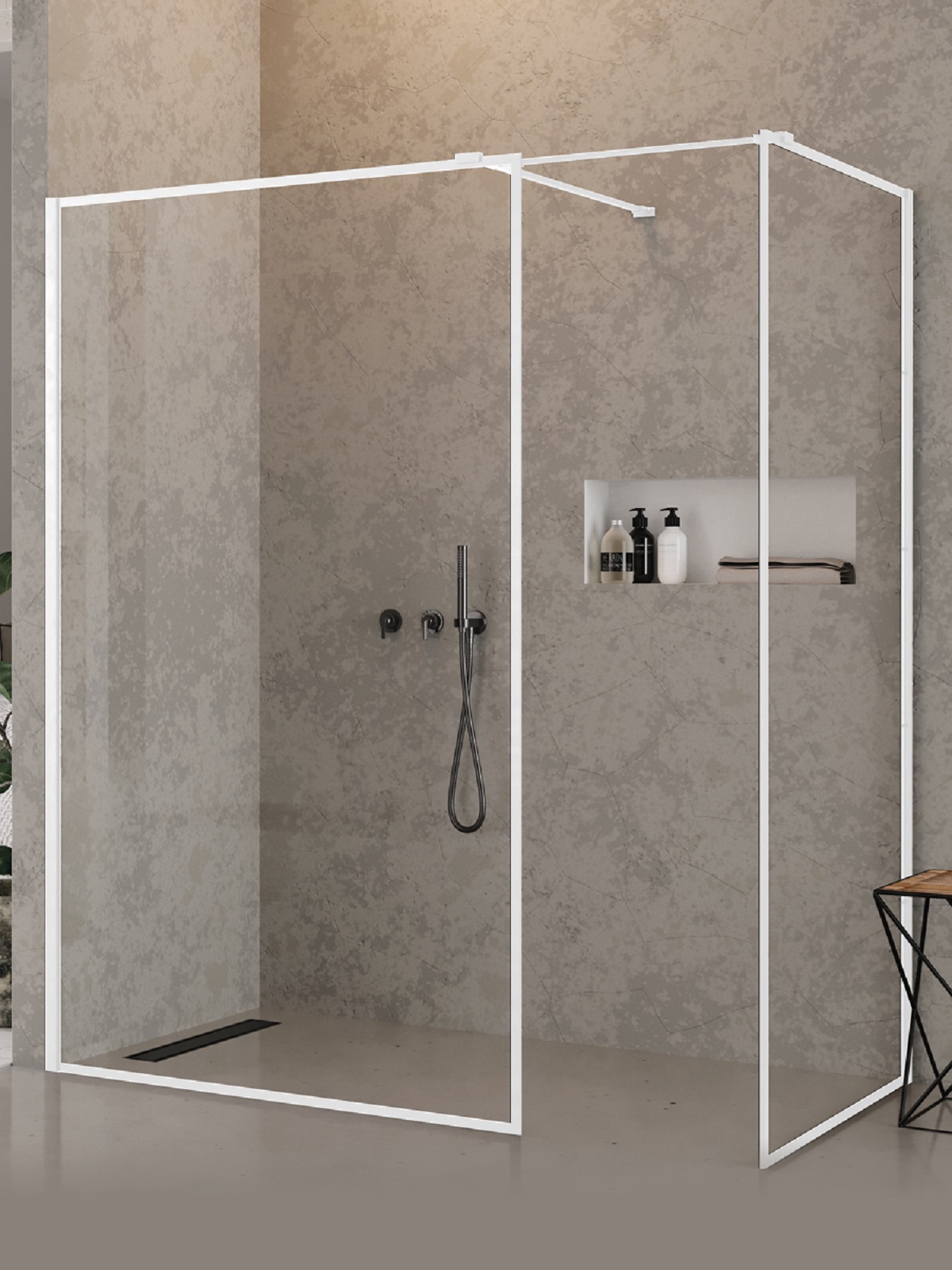 New Trendy New Modus White kabina prysznicowa walk-in 150x90 cm prostokątna biały mat/szkło przezroczyste EXK-2325