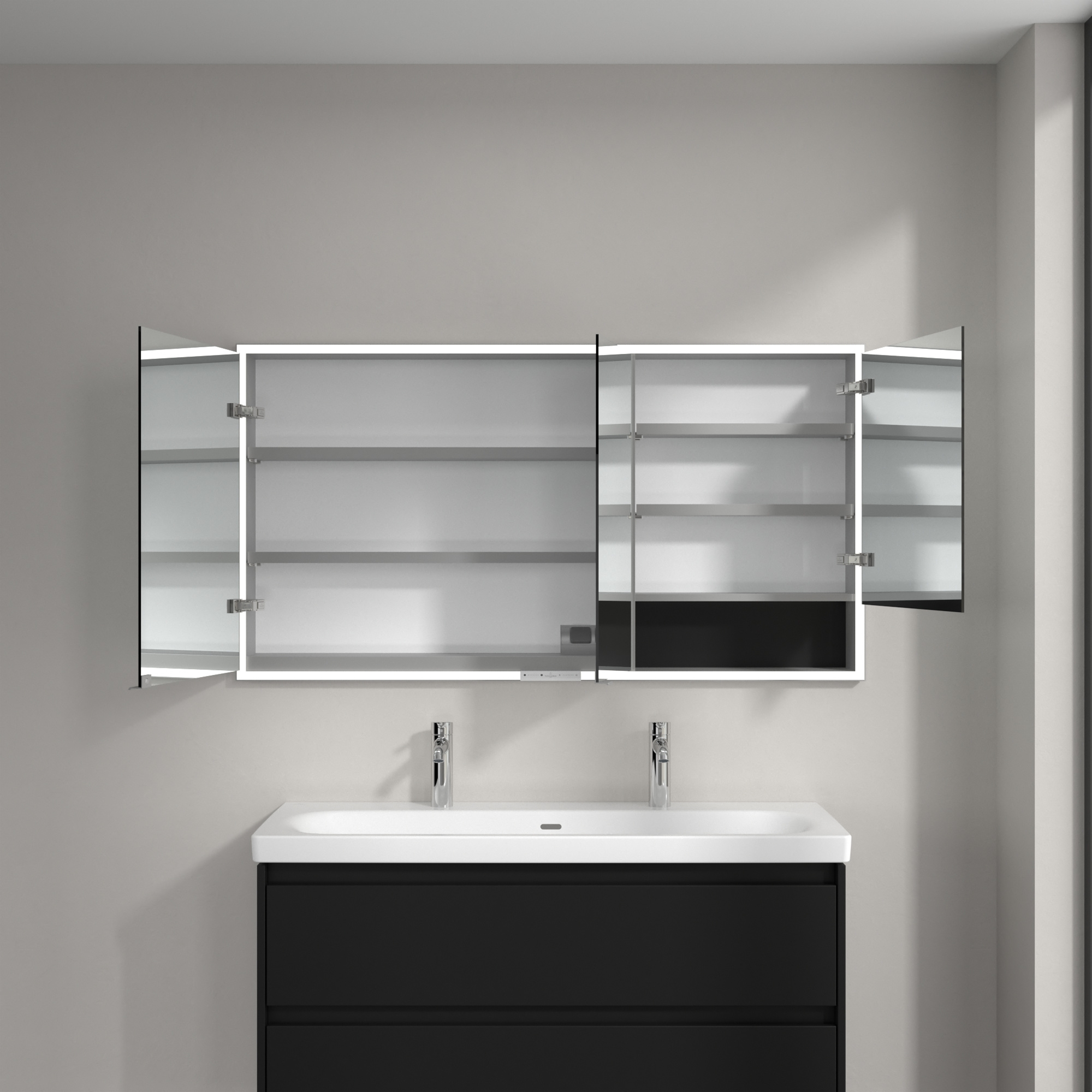 Villeroy & Boch My View+ szafka 140x16,8x75 cm z lustrem do zabudowy Volcano Black A48214VL