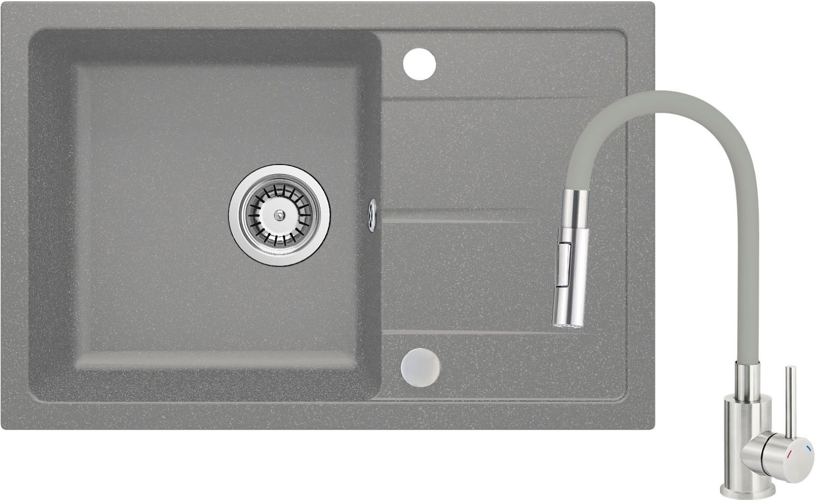 Deante Leda zlewozmywak z baterią szary metalik ZRDGS113