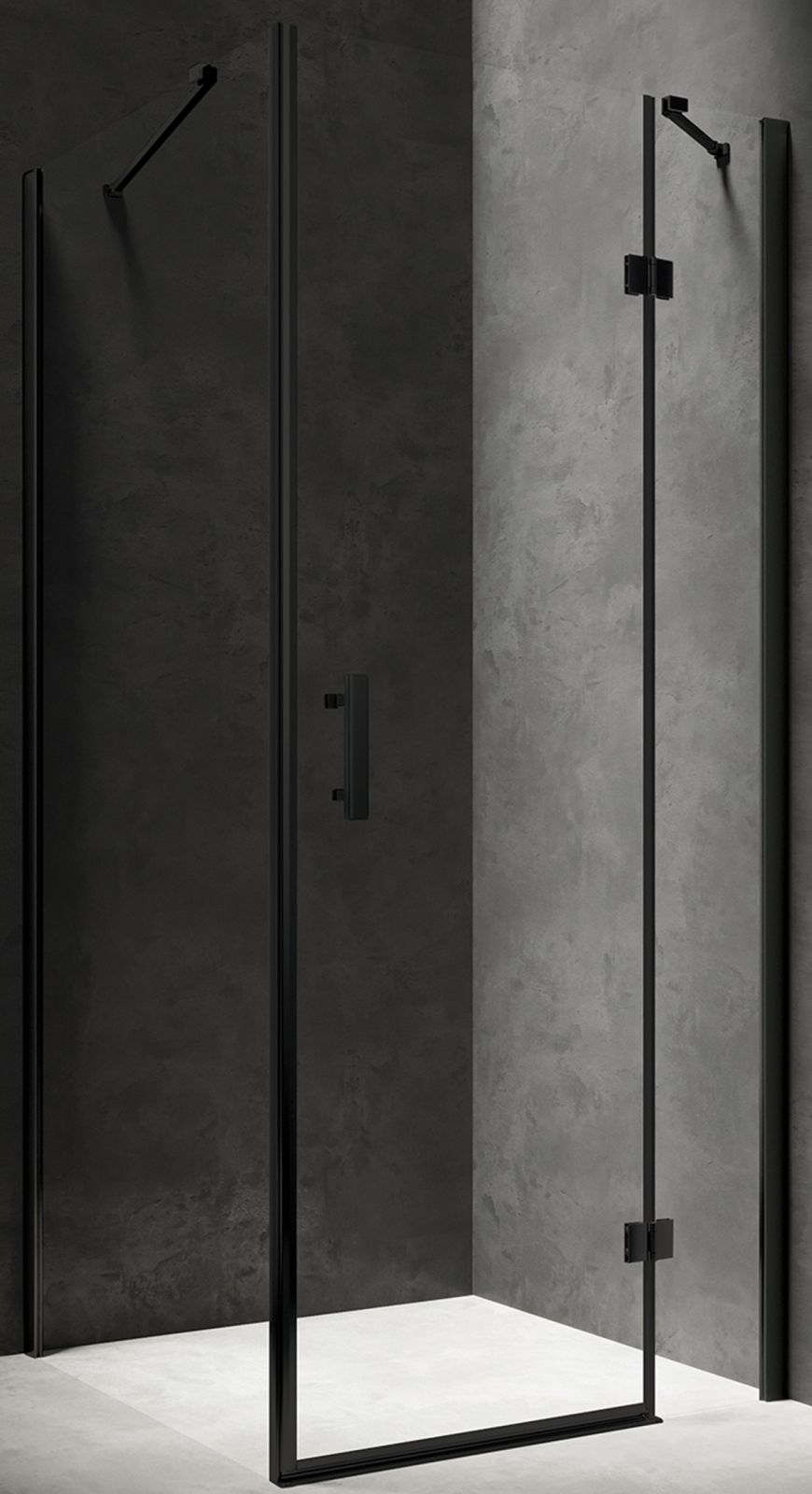 Omnires Manhattan kabina prysznicowa 100x80 cm prostokątna czarny mat/szkło przezroczyste MH1080BLTR