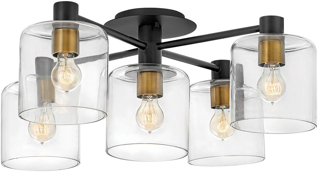 Quintiesse Axel lampa podsufitowa 5x60 W czarna/stary mosiądz QN-AXEL5-BK