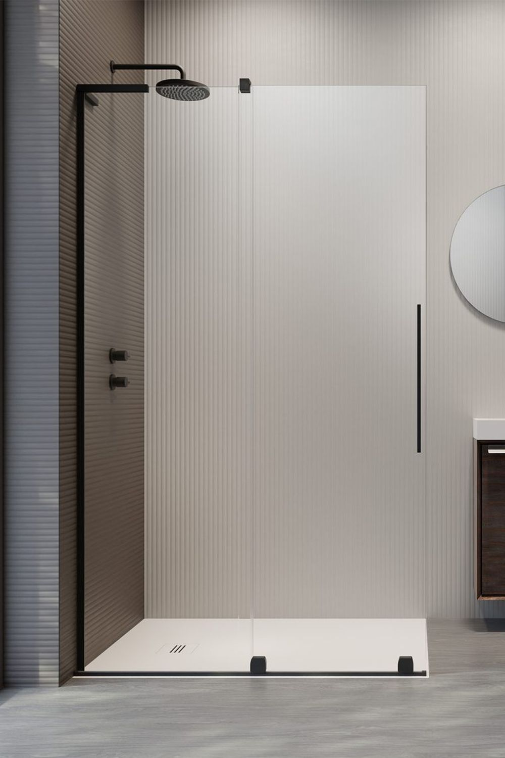 Radaway Furo SL Black Walk-In drzwi prysznicowe 53,8 cm lewe czarny mat/szkło przezroczyste 10306538-54-01L