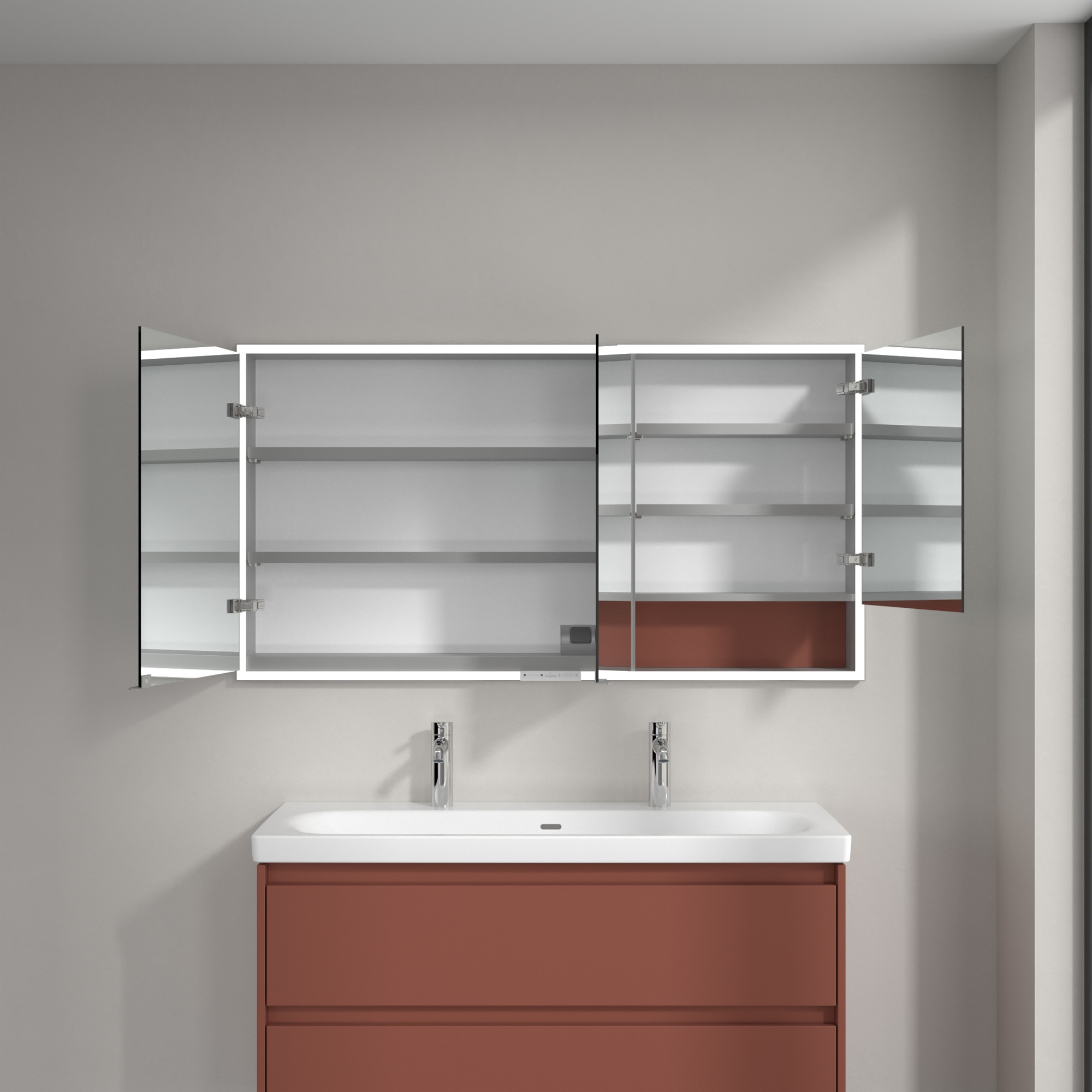 Villeroy & Boch My View+ szafka 140x16,8x75 cm z lustrem do zabudowy Wine Red A48214AH