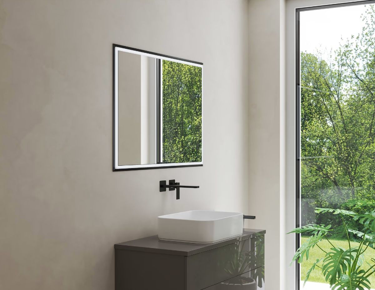 Kronenbach Cube 2.0 szafka 120x17x70 cm z lustrem wpuszczana czarny mat KB100227MB