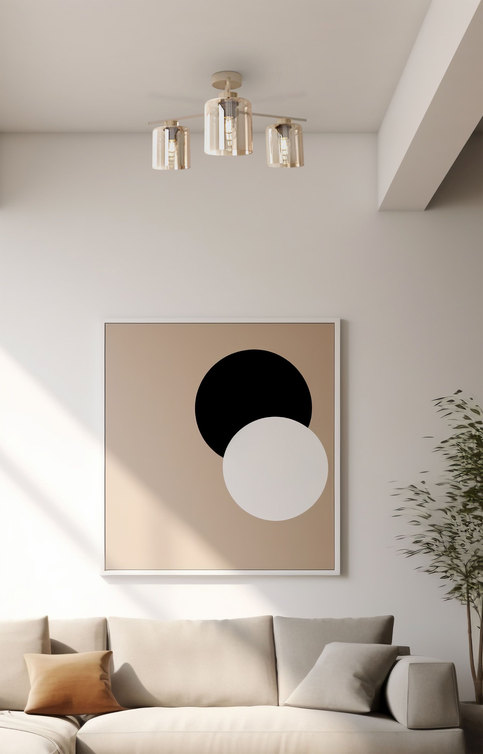 Kaja Vanes lampa podsufitowa 3x15 W złota-bursztynowa-beżowa K-5811