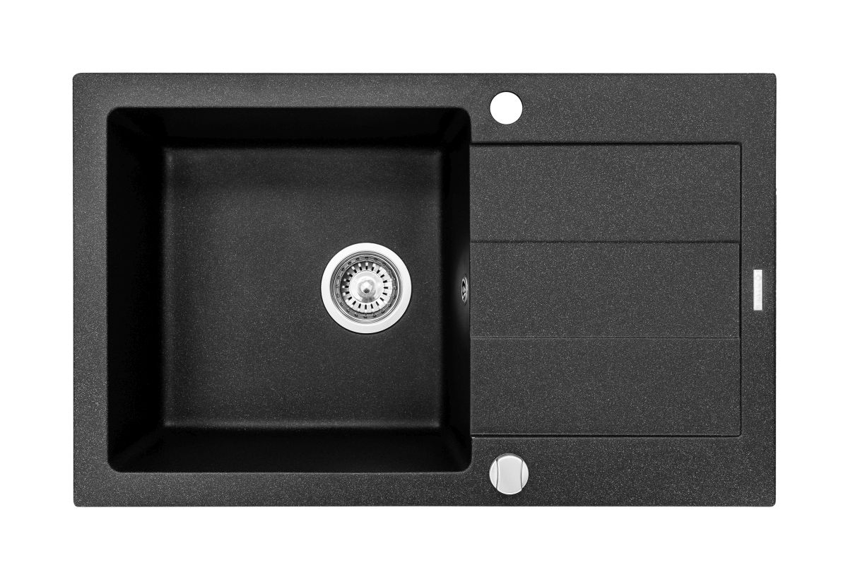 Pyramis Sparta Plus zlewozmywak 78x48 cm Pyragranit czarny 070052701