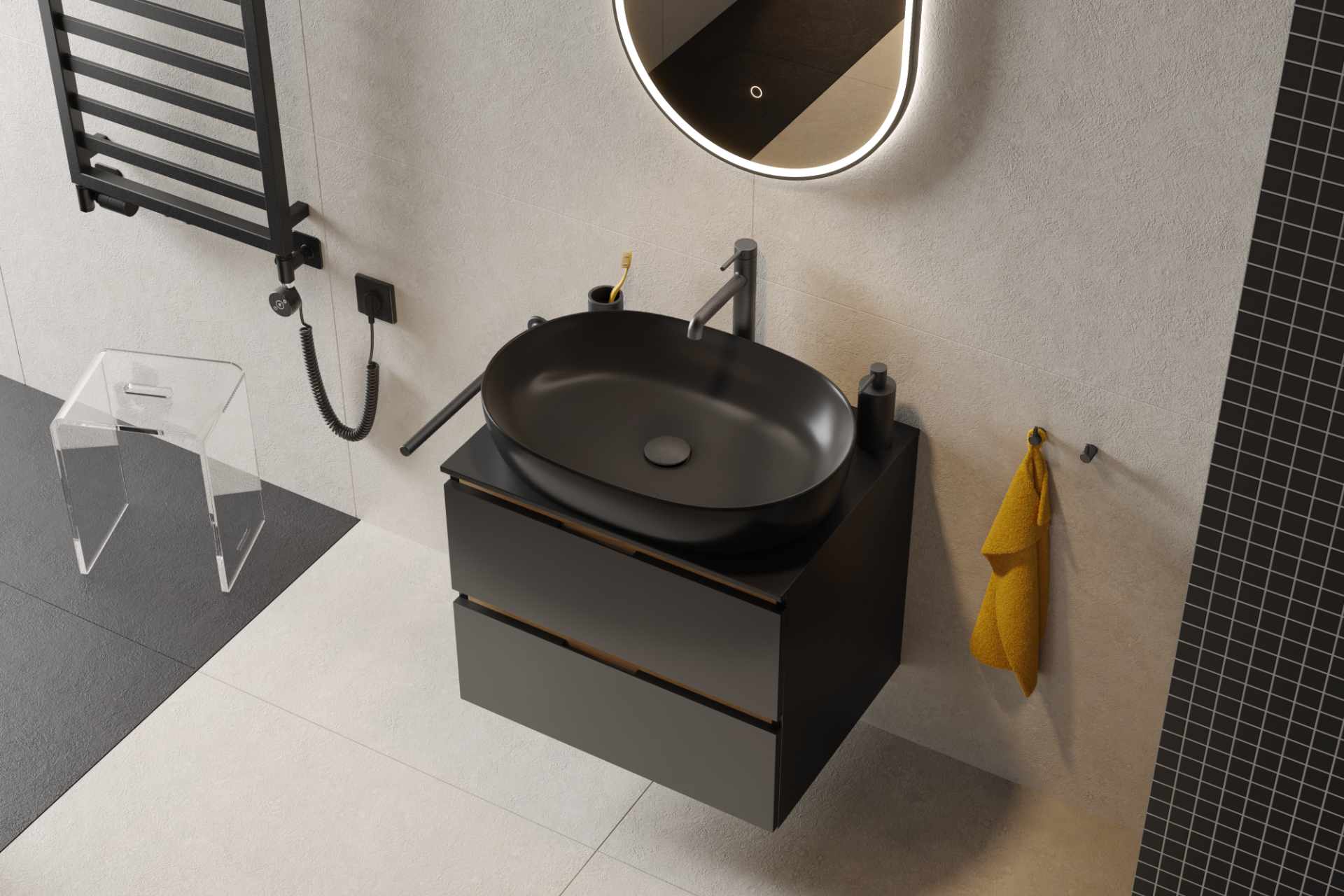 Excellent Delta Pi bateria umywalkowa stojąca wysoka biały mat AREX.1212WH