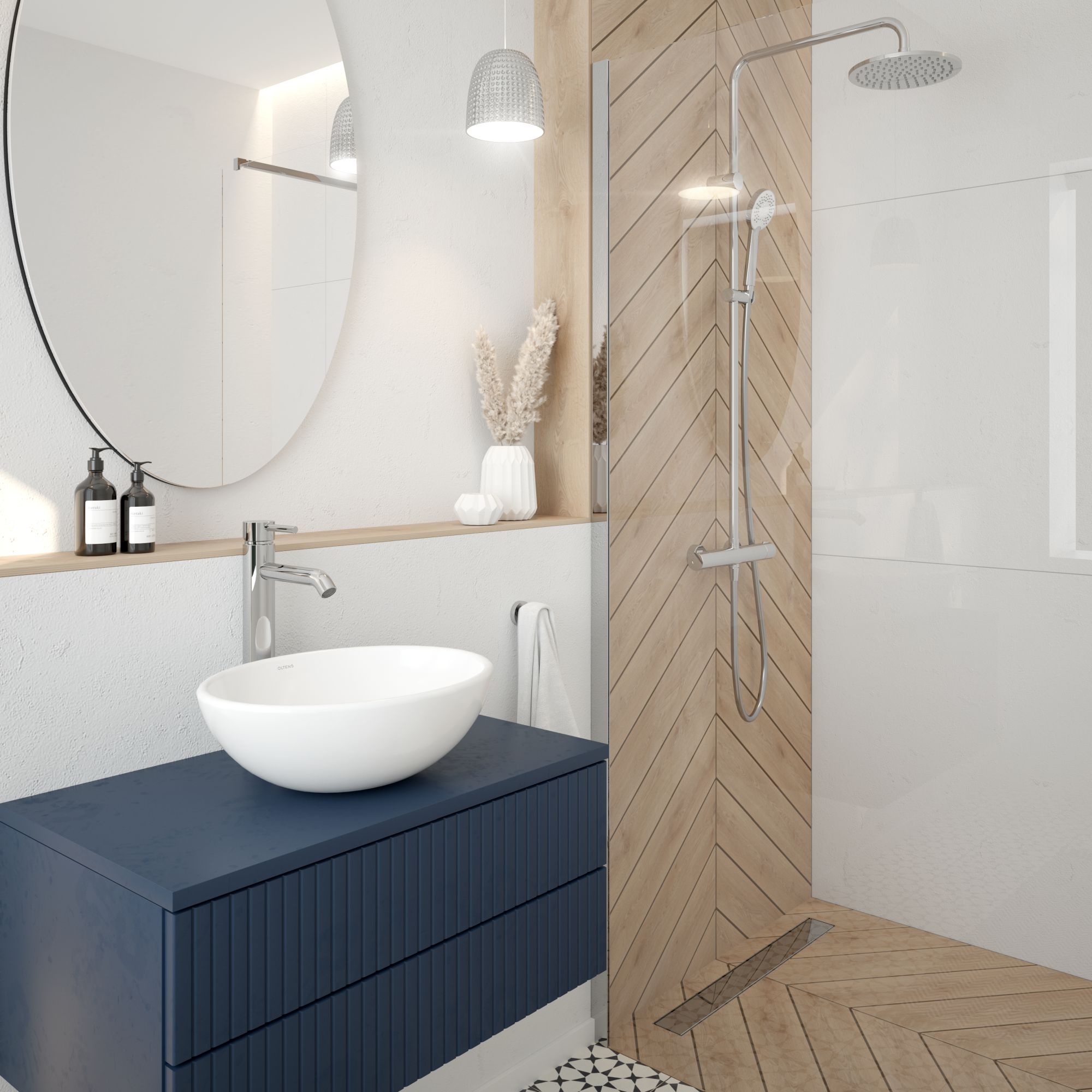 Oltens Etne umywalka 40x33 cm nablatowa owalna z powłoką SmartClean biała 40813000 - Wysyłka w 24h