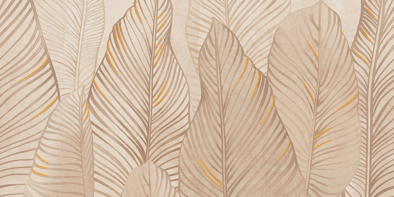 Tubądzin Mild Clay Leaves C dekor ścienny 119,8x59,8 cm beżowa