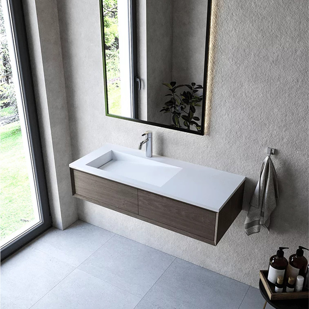 Cristalstone Linea Ideal umywalka 110x45 cm wpuszczana prostokątna biały U1100-MBLOLB/CR