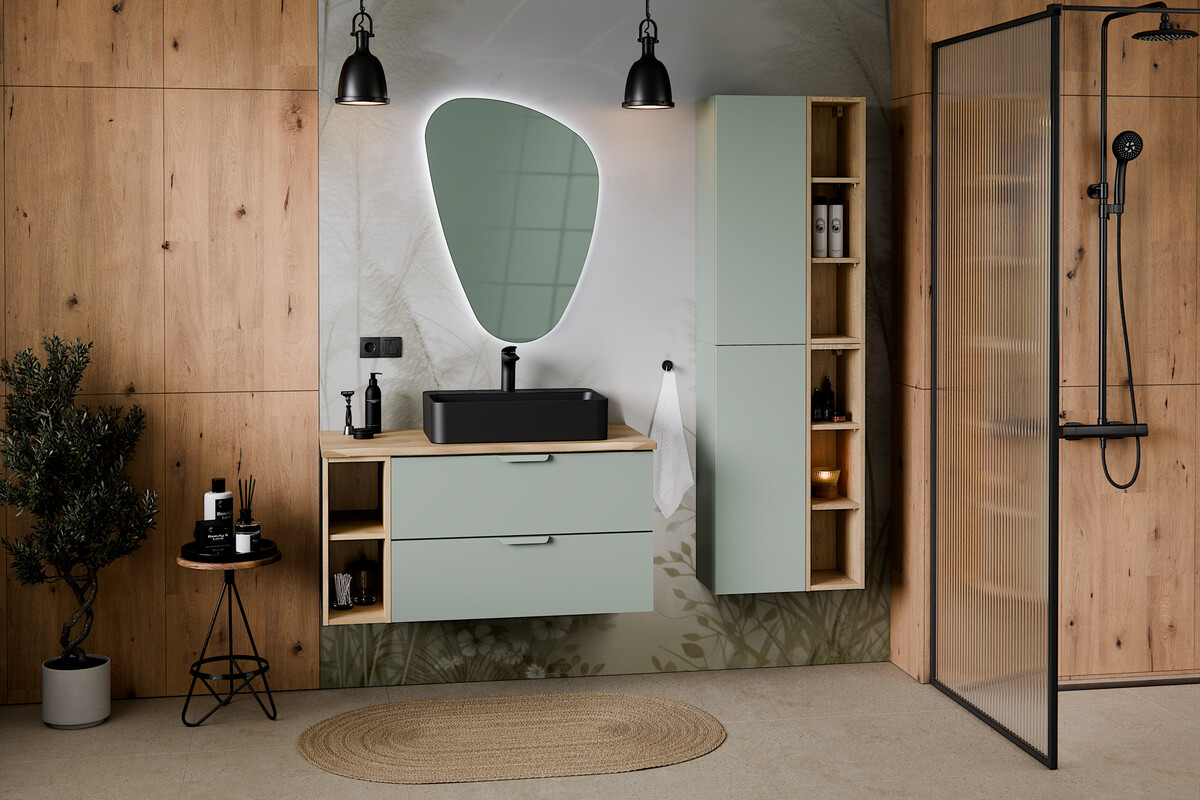 Comad Aster Green szafka 80x45,6x50 cm podumywalkowa wisząca zielony mat ASTER GREEN 82-80-46-2S