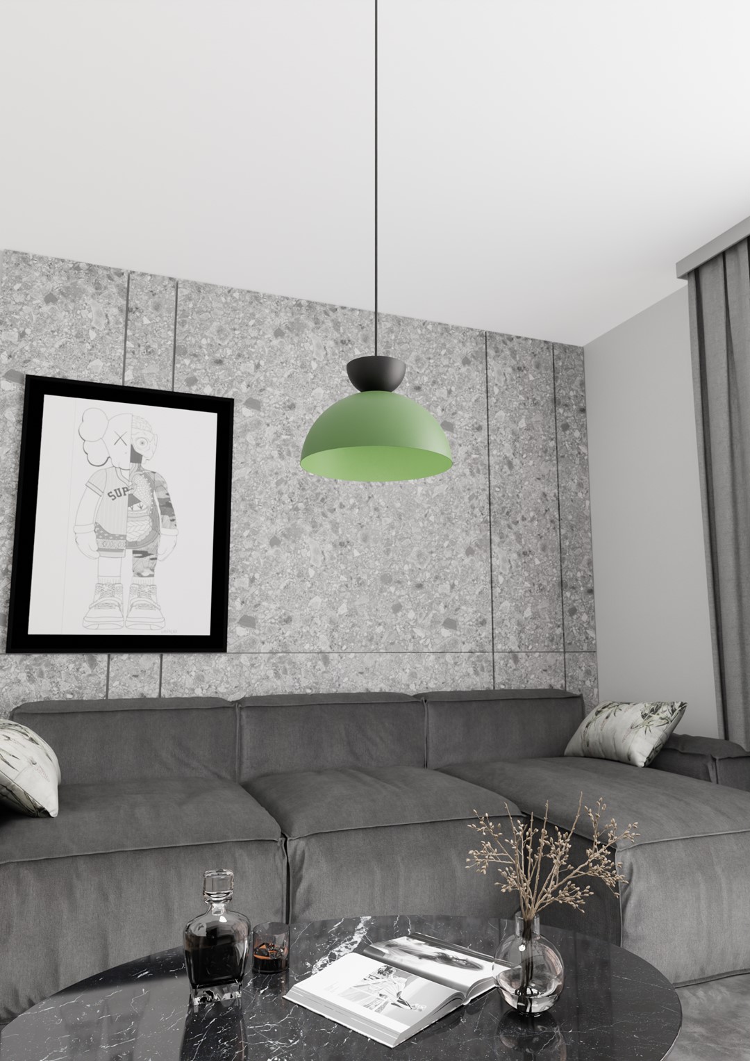 Emibig Lunaro lampa wisząca 1x12 W czarna-zielona 1473/1S