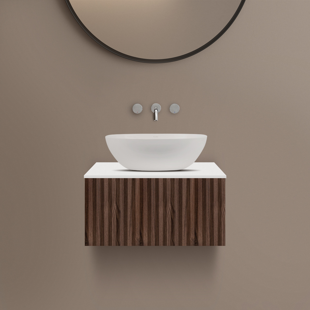 Ksuro 02 szafka 60 cm podumywalkowa wisząca z blatem orzech/biały mat 58001600 - Wysyłka w 24h