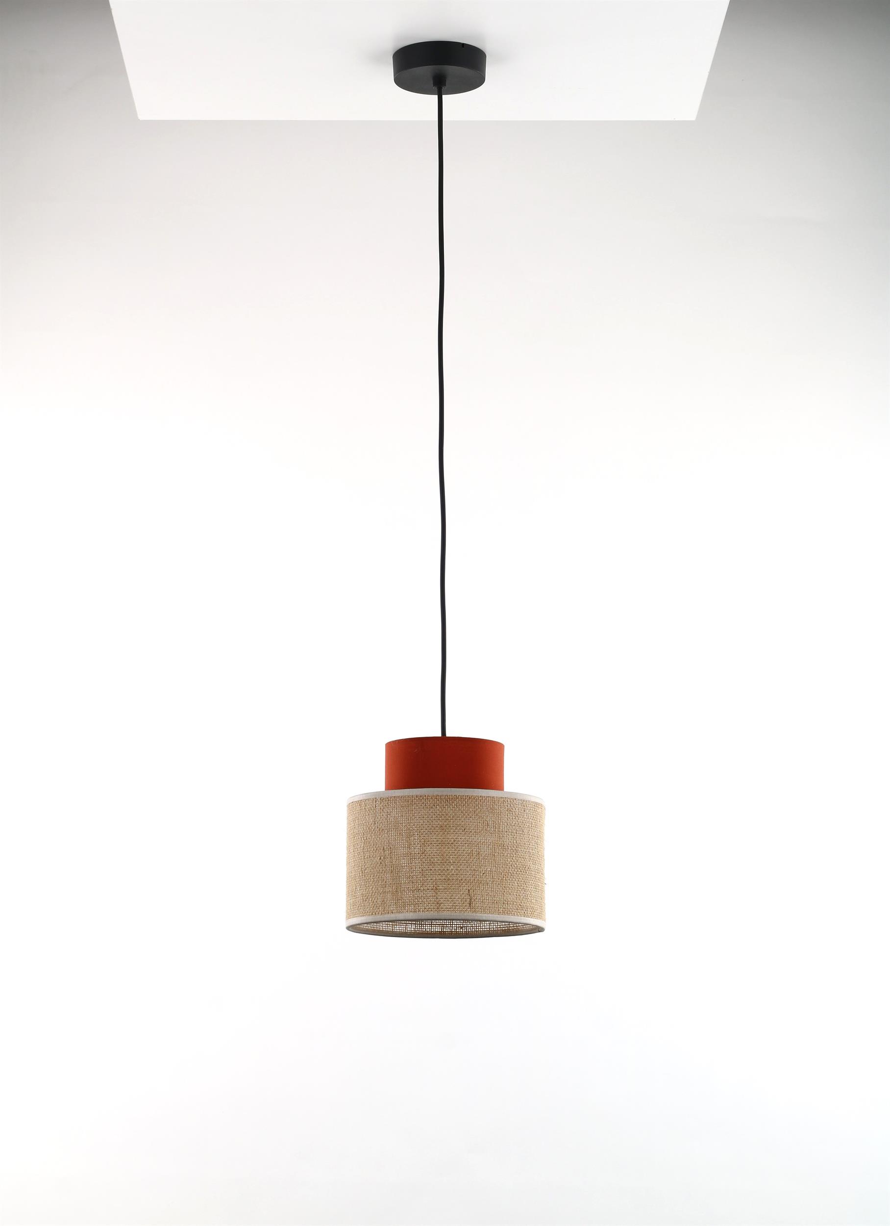 TK Lighting Duo Juta Brown lampa wisząca 1x15W czarny/brązowy 3139