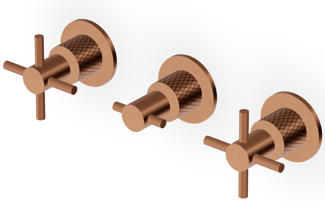 Zucchetti Helm bateria umywalkowa podtynkowa miedź szczotkowana/radełkowanie ukośne ZHM695.XP91G3