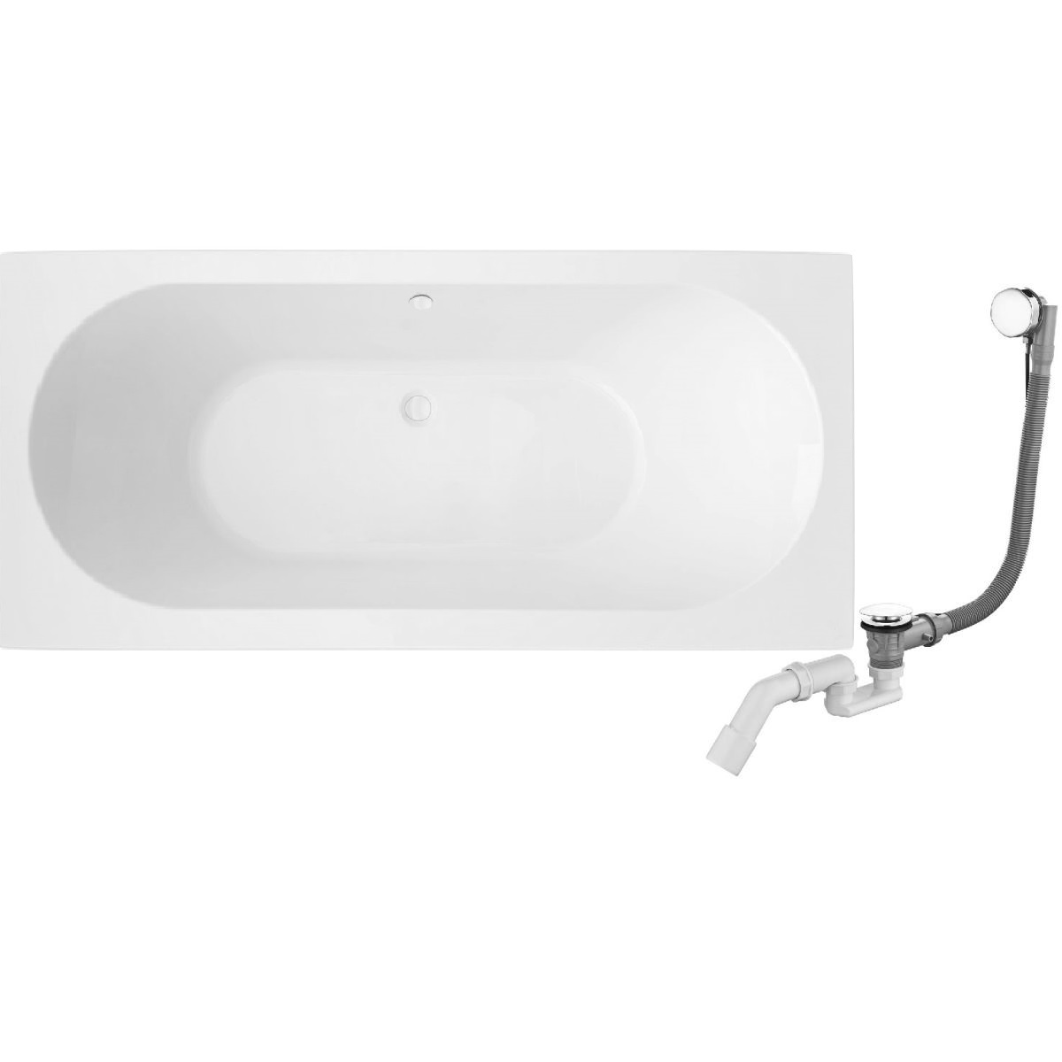 Zestaw Oltens Lykke wanna prostokątna 170x75 z kompletem odpływowo-przelewowym Oster (10013000, 03001100) - Wysyłka w 24h