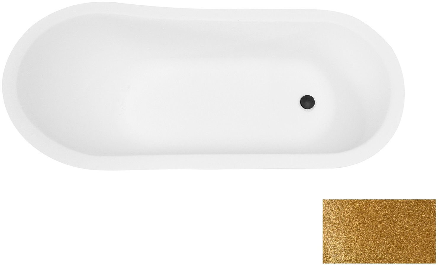 Besco Olaya Glam wanna wolnostojąca 157,5x68 cm owalna biały połysk/złoty/czarny #WAO-160-GZB