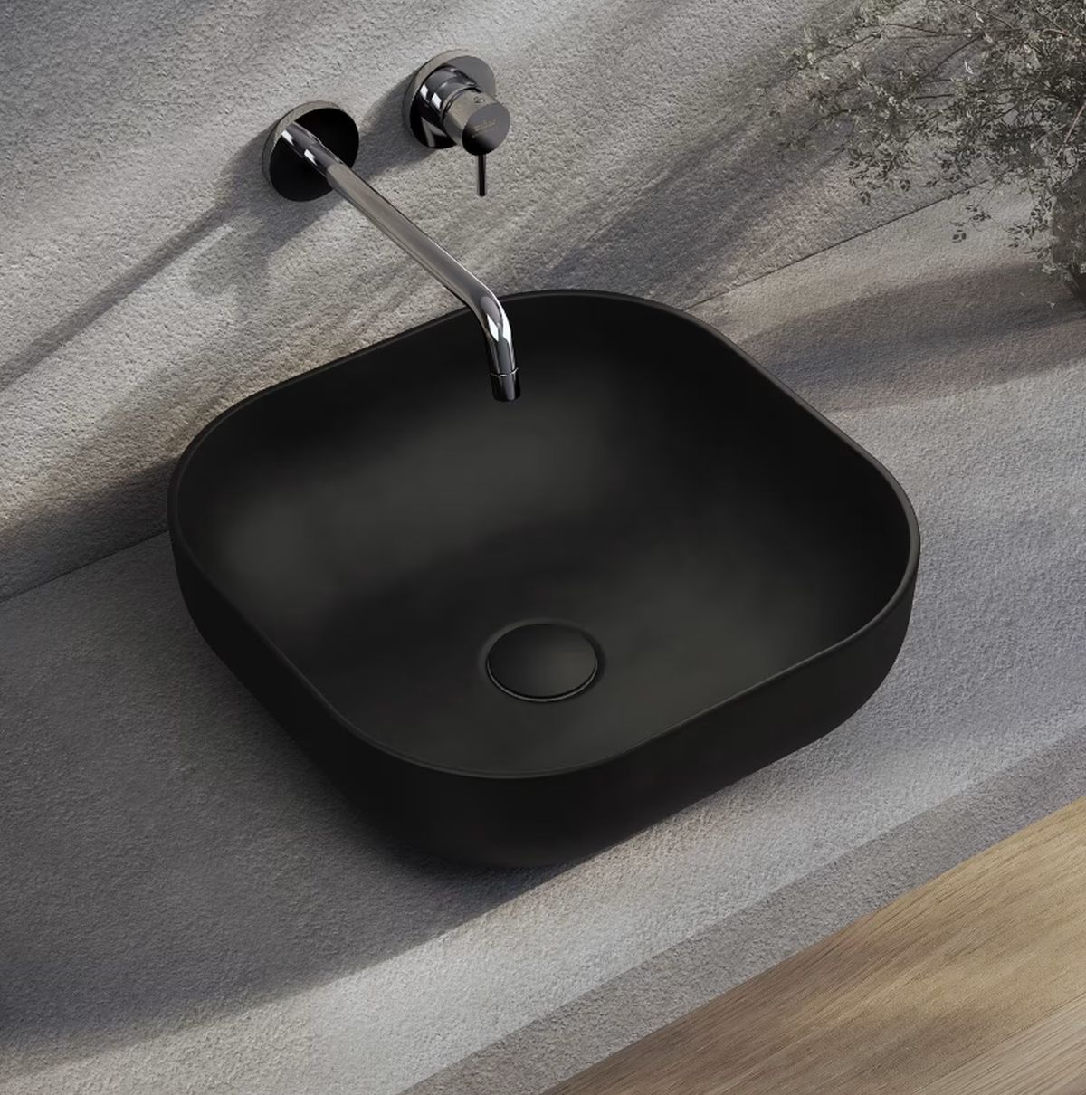 Kronenbach Cube Black Edition umywalka 42x42 cm kwadratowa nablatowa czarny mat KB144500BK