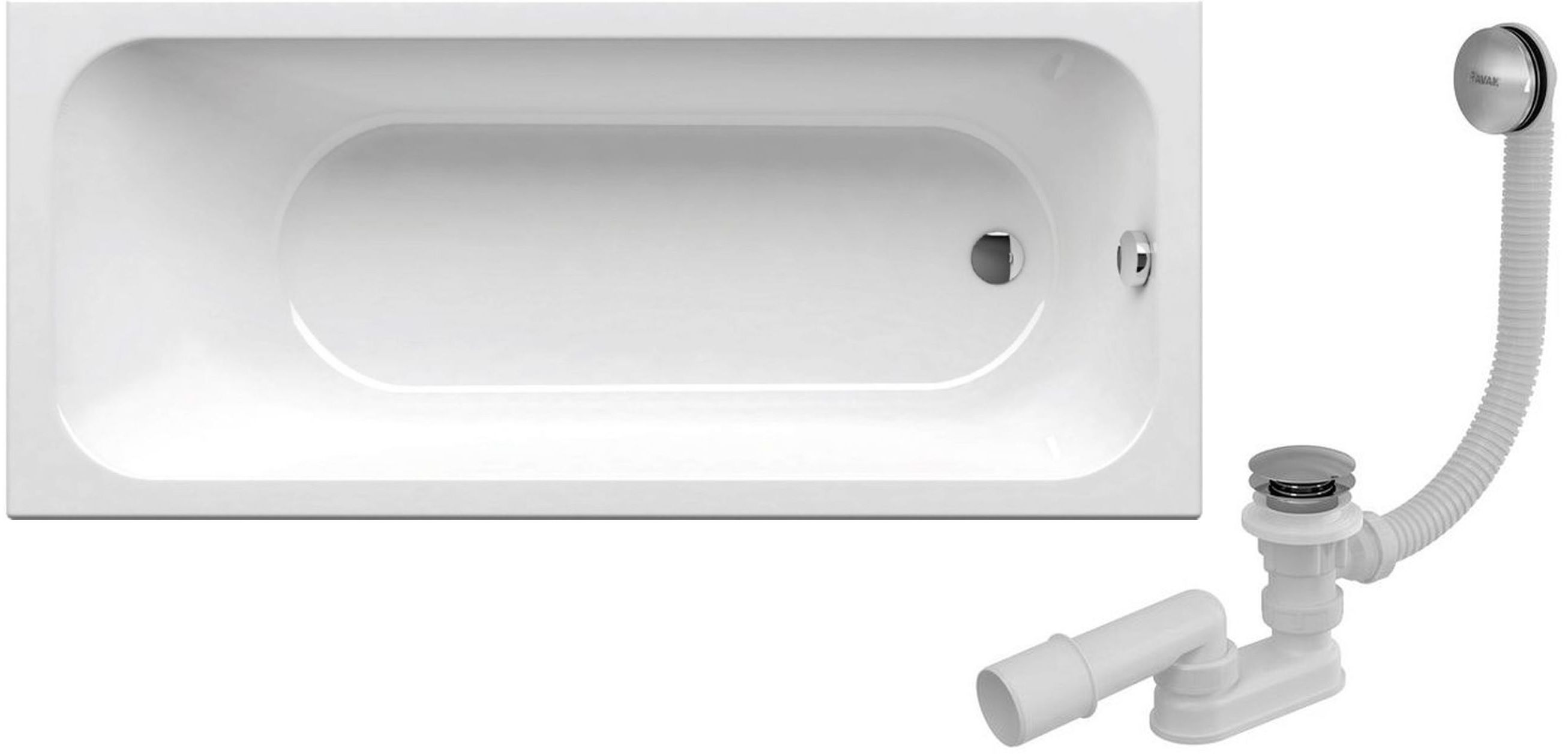 Zestaw Ravak Chrome Slim wanna prostokątna 170x75 cm ze stalażem i syfonem chrom (C741300000, GPX2240016, X01377