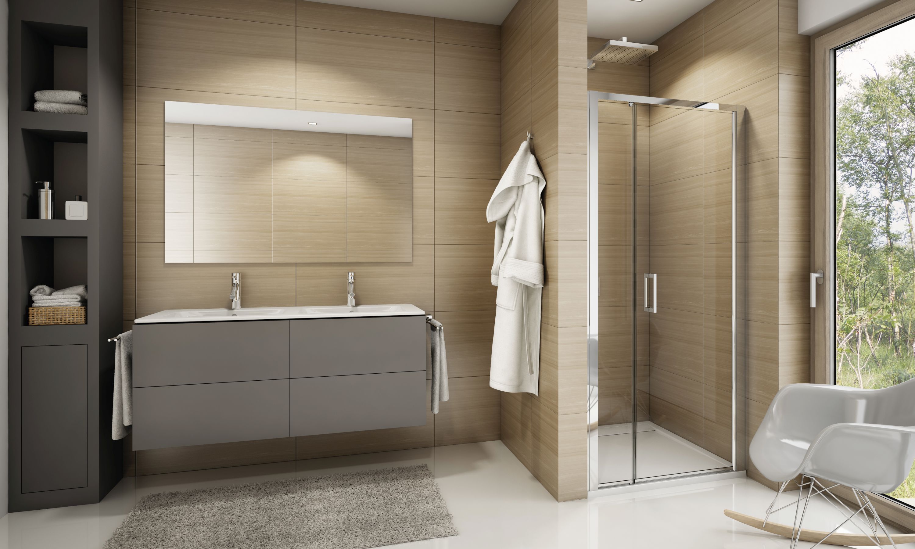 Ronal Top Line drzwi prysznicowe 90 cm srebrny połysk/szkło satynowe TOP310905049