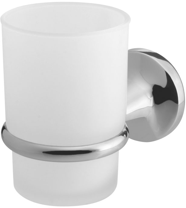 Bisk Ontario kubek do mycia zębów z uchwytem ściennym szkło mrożone/chrom 00226 - Wysyłka w 24h