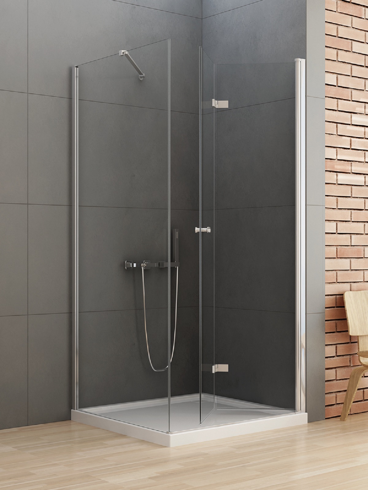 New Trendy New Soleo kabina prysznicowa 100x120 cm prostokątna prawa chrom połysk/szkło przezroczyste D-0154A/D-0151B