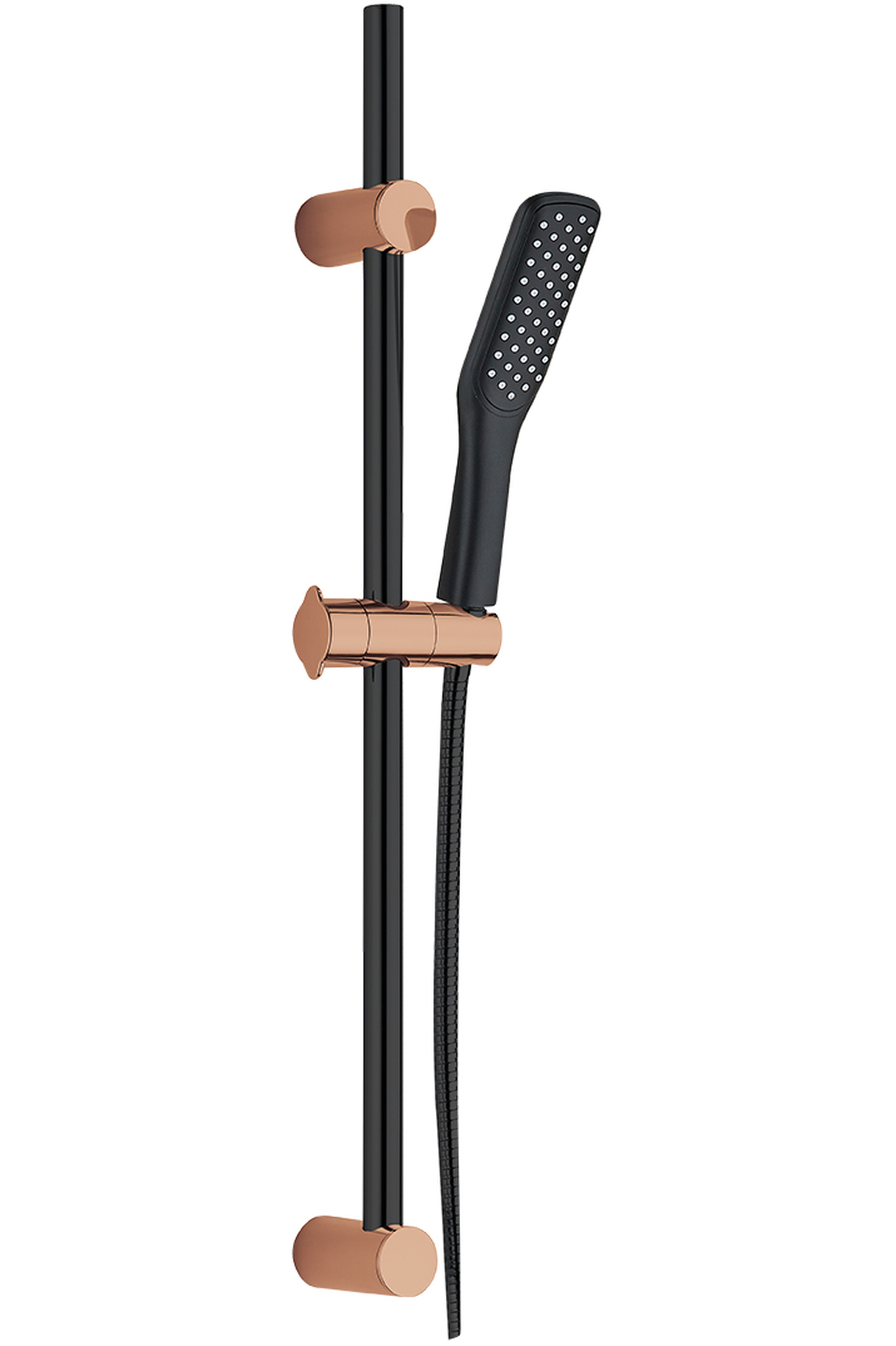 Kuchinox Alanis zestaw prysznicowy z drążkiem czarny/różowe złoto NQI81A1