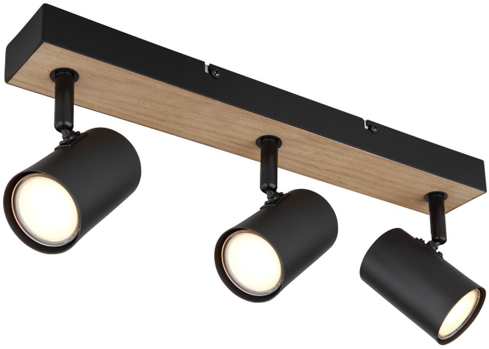 Globo Lighting Robby lampa podsufitowa 3x35W czarny mat/imitacja drewna 57911-3BW