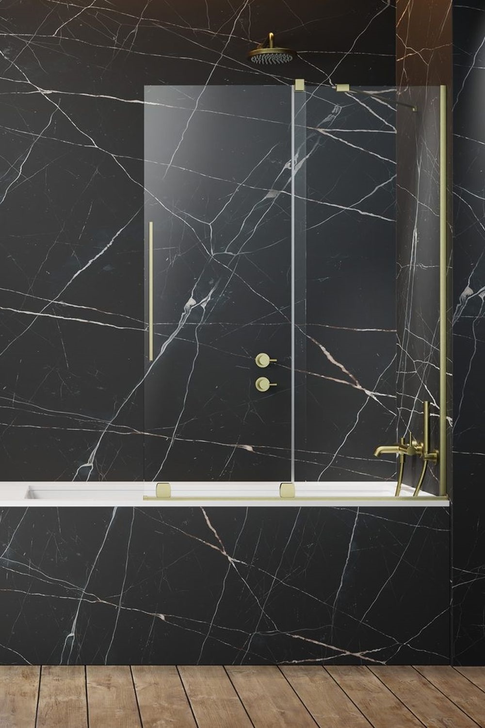 Radaway Furo Brushed Gold PND II drzwi parawanu 63,8 cm prawe złoty szczotkowany/szkło przezroczyste 10109638-99-01R