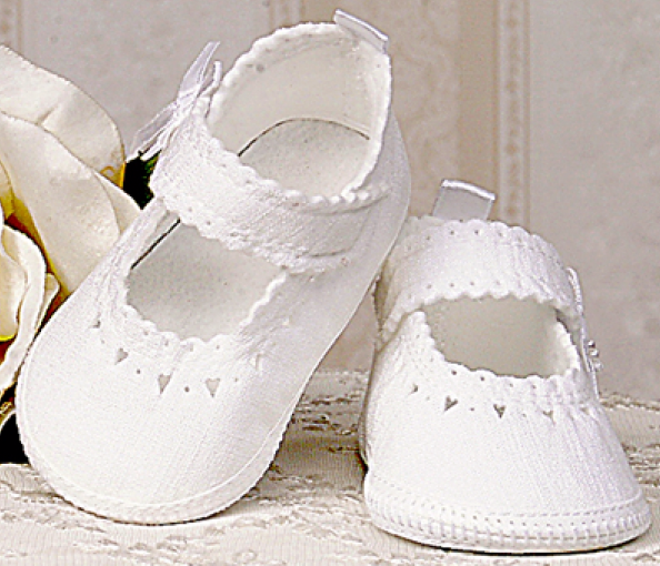 Buciki dla dziewczynki do chrztu lniane 3825