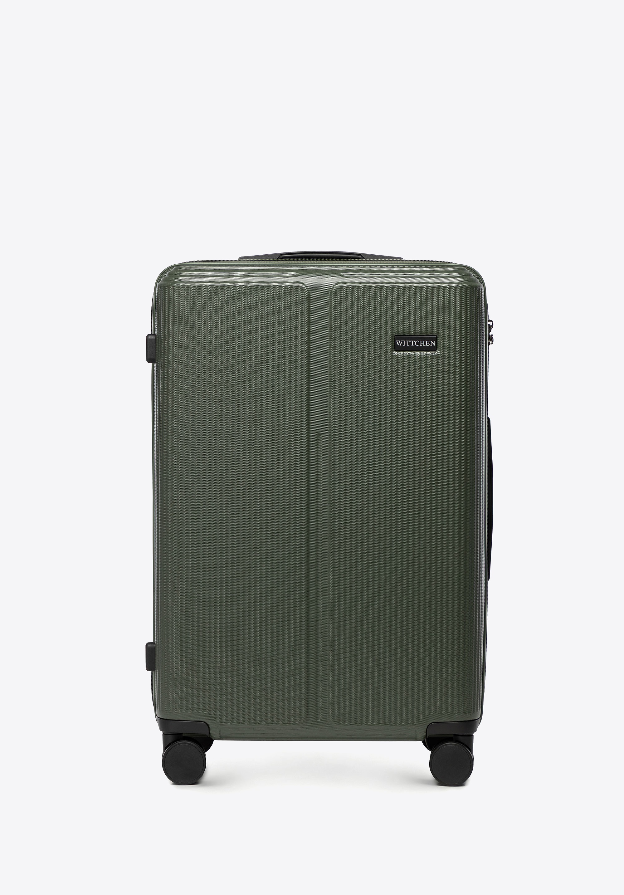 Średnia walizka z ABS-u w drobne paski khaki