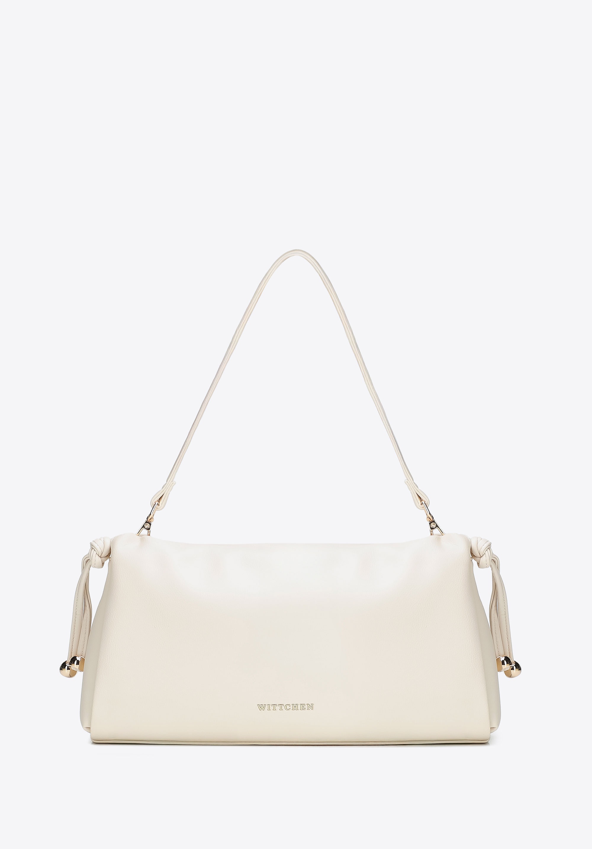 Mała listonoszka ze skóry ekologicznej z troczkiem kremowa