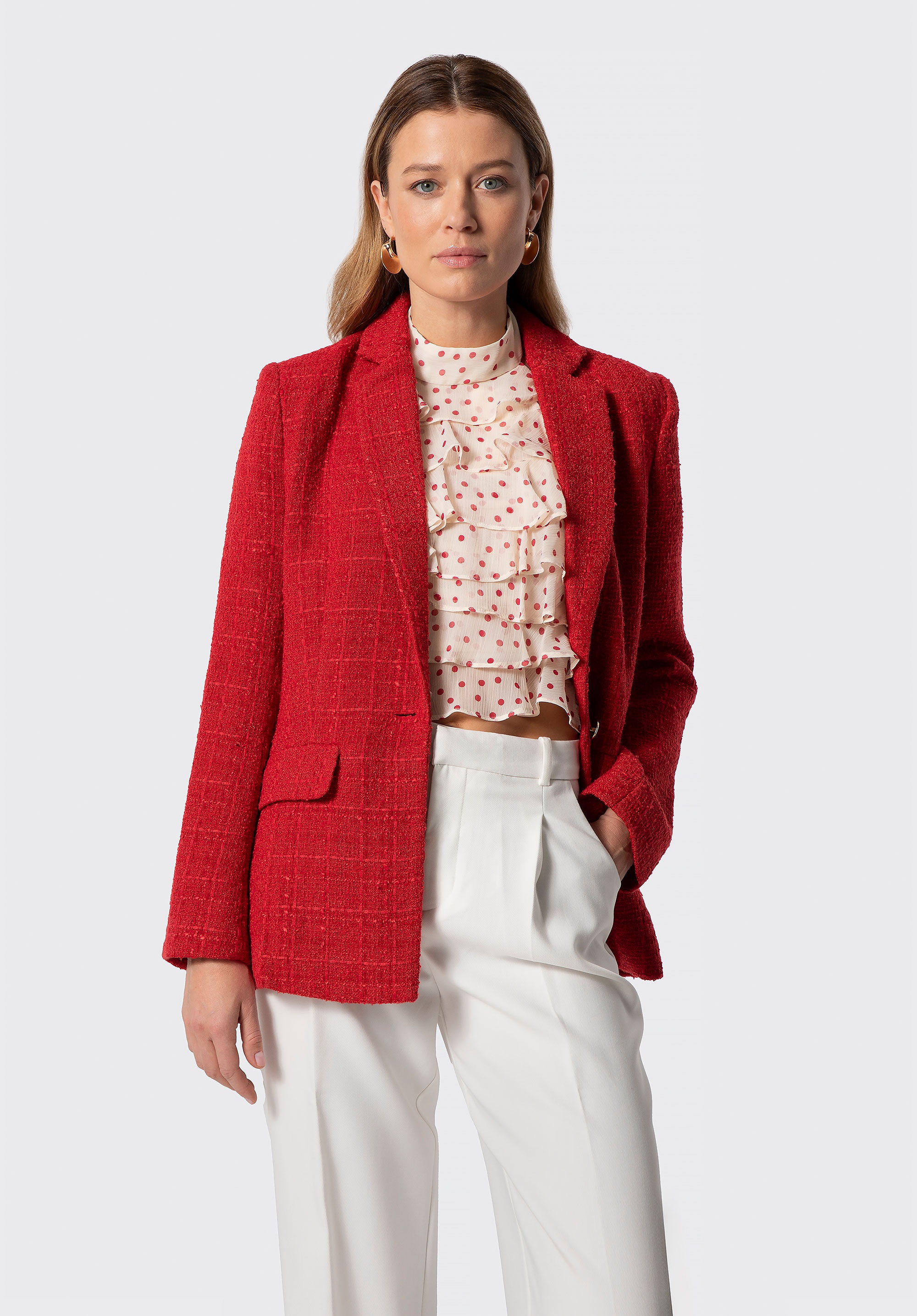 Marynarka z tkaniny boucle czerwona