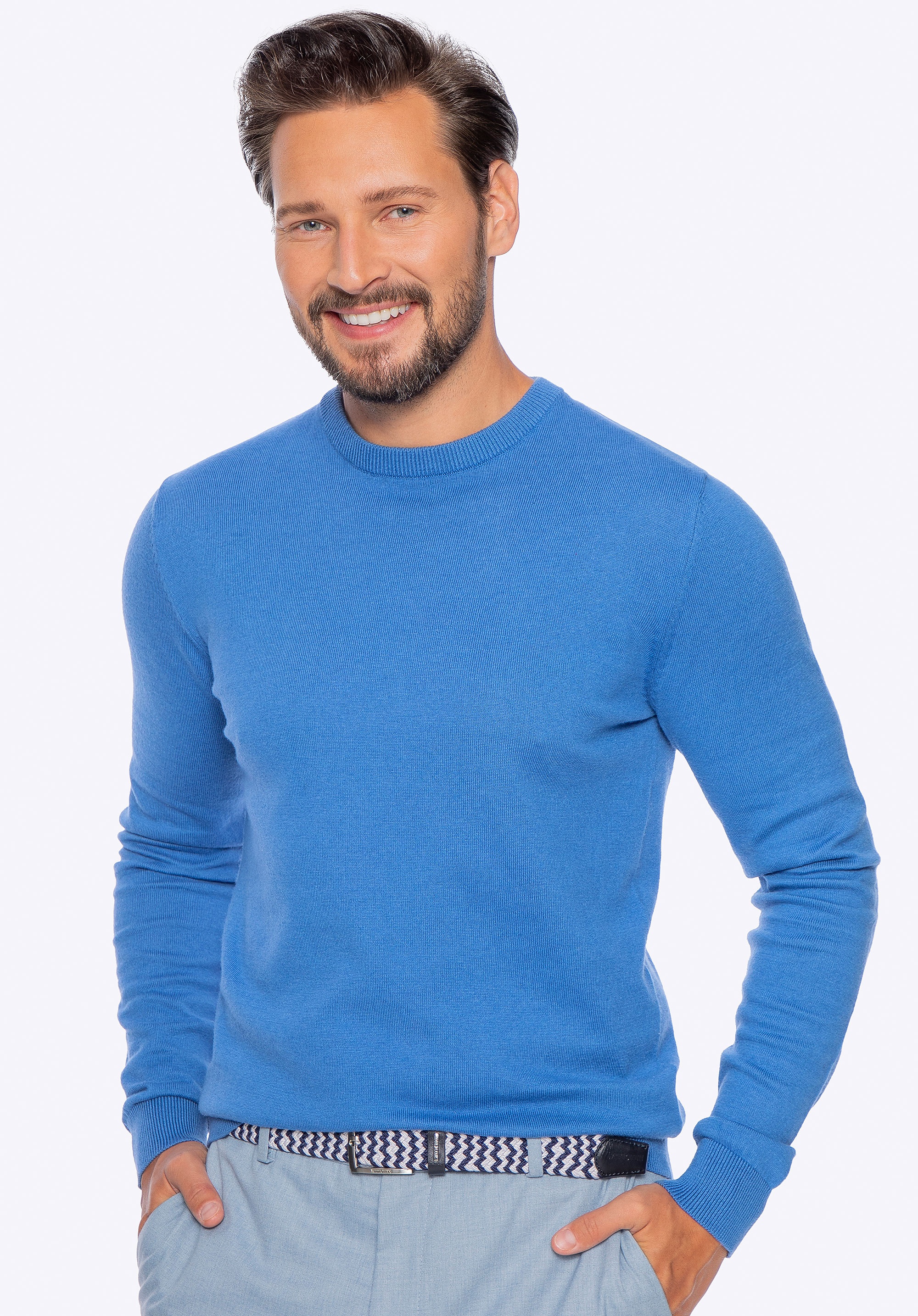 Dodatkowy rabat 25% - Sweter męski z bawełny z domieszką kaszmiru niebieski