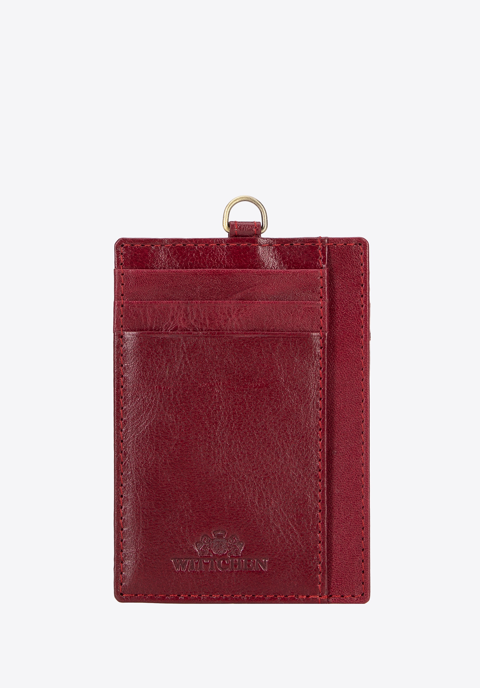Etui na karty ze skóry naturalnej na pasku czerwone