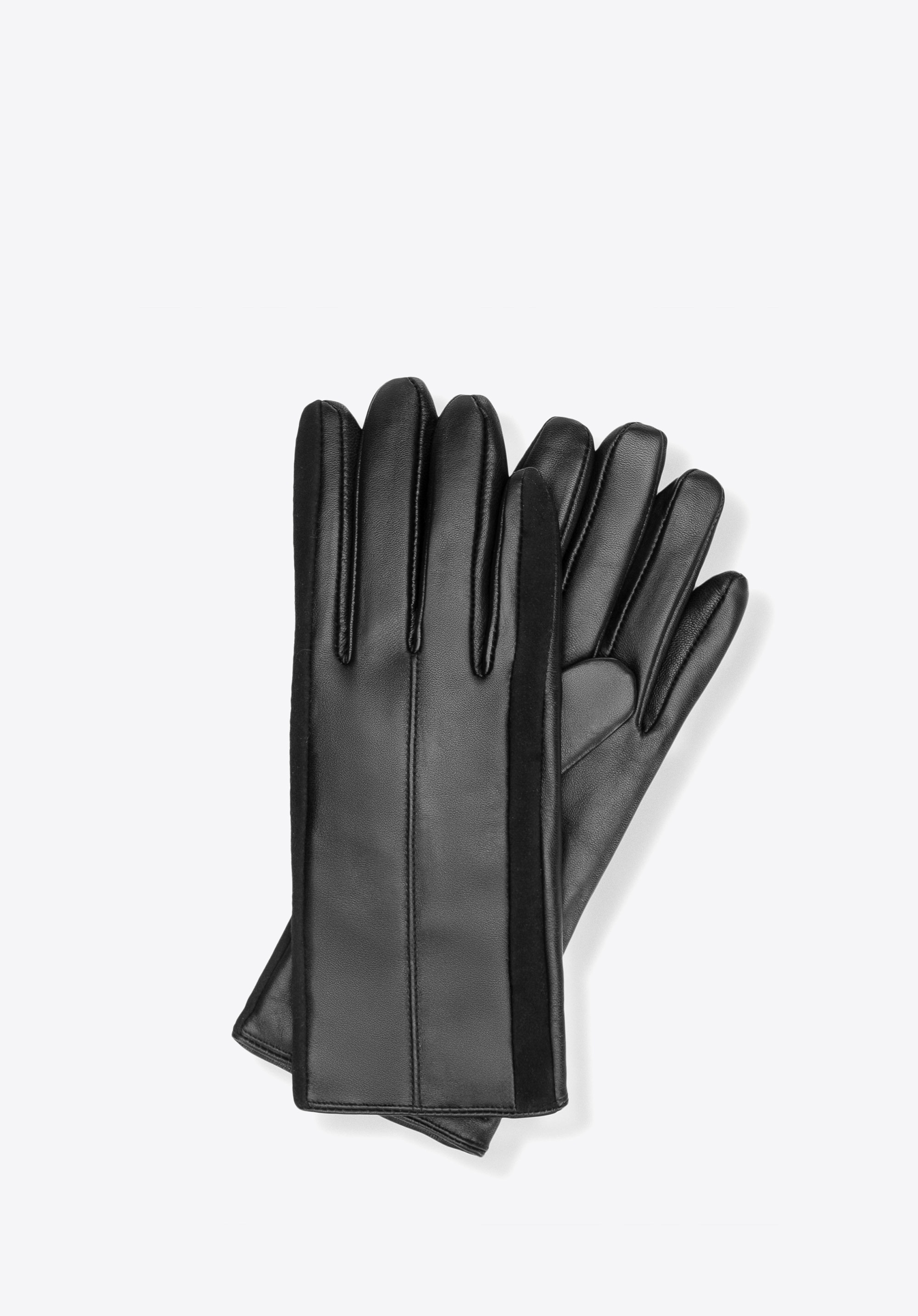 Damskie rękawiczki z naturalnej skóry owczej gładkie czarne